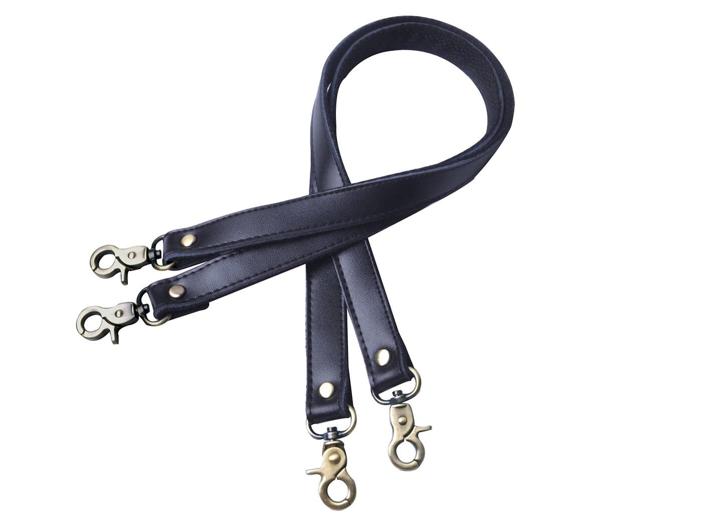 Wento Leather Purses Straps, Lobster Hook, Black, 24'' Length, 0.78'' Width, Real Leather Sewing Canvas Backing, Replacement Purse Straps