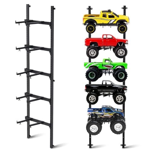 AceOrbit RC Car Stand Wall Mount 5 Layer Adjustable RC Car Racks Storage Display with Screws Crawler Trucks Workstation Model Shelf Wall Hanger for 16 110 112 118 124 132 Scale Cars Trucks