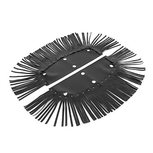 KIMISS Motorcycle Floorboard Fringe, 2Pcs Motorcycle Floorboard Fringe PU Leather Cover Universal Foot Pedal Tassel Black