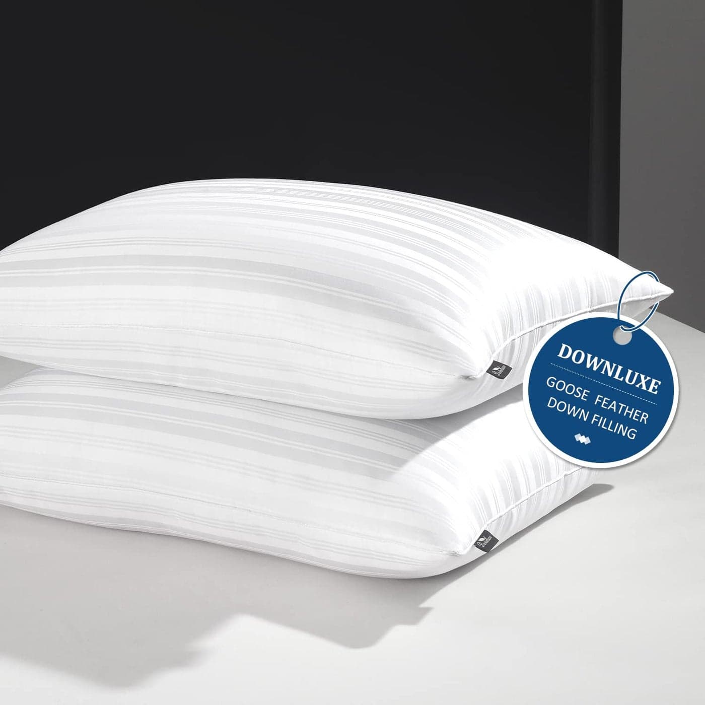 downluxe Goose Down Pillows Hotel Collection Feather Pillows Set of 2 for Back Stomach or Side Sleepers King Size 20x36