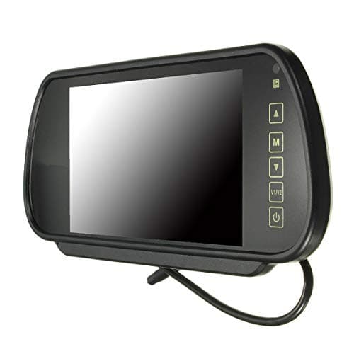 PONPY 7" TFT Color LCD Screen 2 Video Input Car Rear View Mirror Monitor Vehicle Parking in-Mirror Monitor for DVD/VCR/Car Reverse Camera