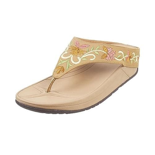 Metro Women Beige Flat Ethnicwear Comfort Chappal UK/3 EU/36 (32-417)