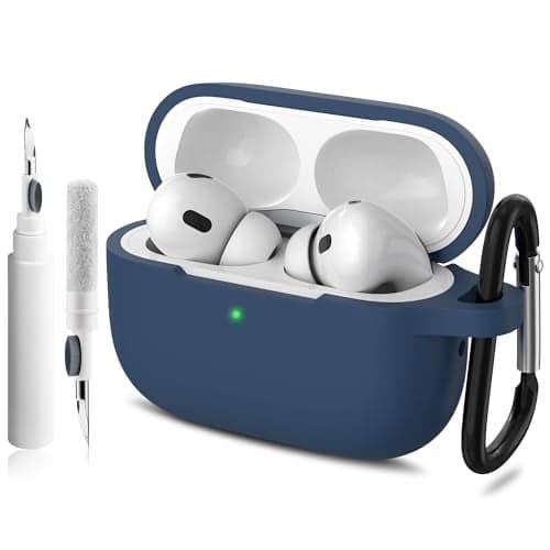 Meliya for AirPods Pro 2/1 Gen (2023/2022/2019) Case Cover with Cleaning Kit and Keychain, Soft Silicone Case Compatible with Airpods Pro 2 (USB-C/Lightning Cable) - Midnight