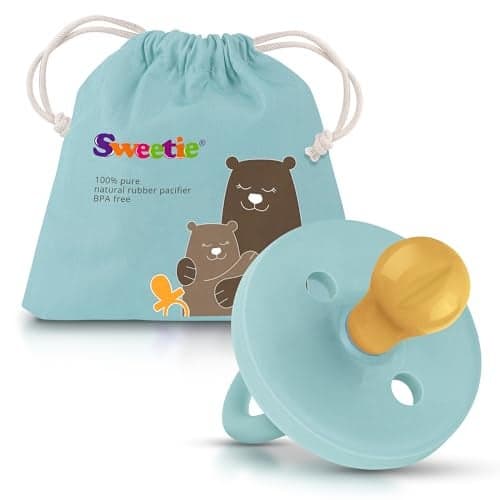 SWEETIE Rubber Turquoise Pacifier Natural Rubber Pacifier Rounded (12-18 Month, Turquoise)