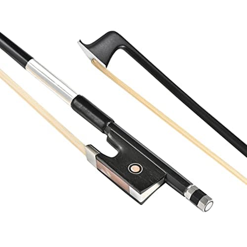 LIEKE Carbon Fiber Violin Bow 1/2 Size Lightweight Fiddle Bow (1/2 size, Black)