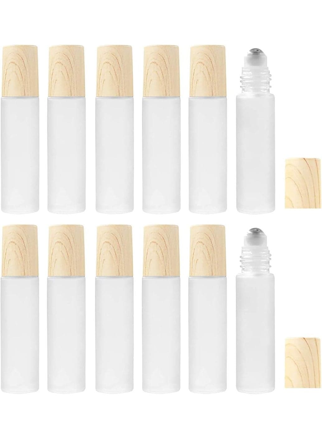 12 Pcs Essential Oil Roller Bottles, 10ml Roll on bottle with Stainless Steel Balls, Refillable Clear Perfume Sample Bottles, Dual Caps, for Perfume, DIY Beauty Body Oil, Dry Flowers