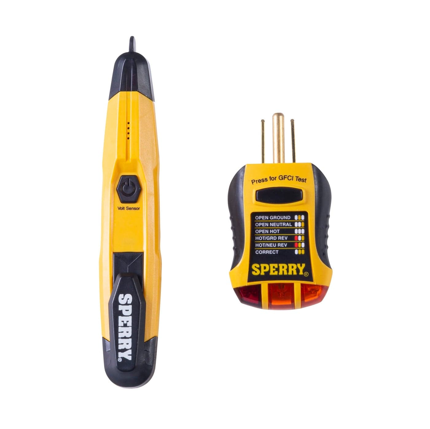 Sperry Instruments STK001 NonContact Voltage Tester VD6504 GFCI Outlet Receptacle Tester GFI6302 Kit Electrical AC Voltage Detector Yellow Black