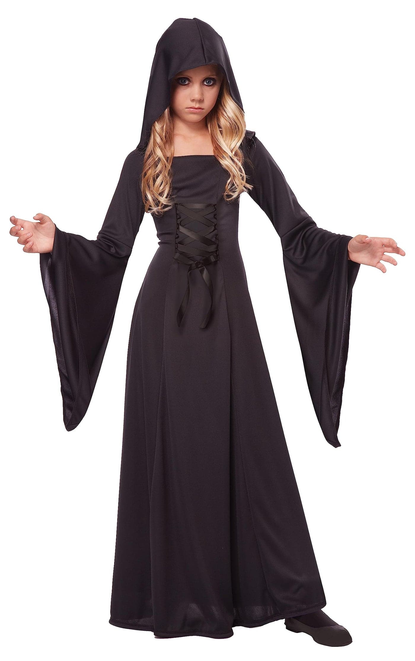 Girl's Deluxe Black Hooded Robe Costume Large (10-12)