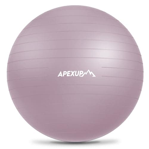 APEXUP Yoga Ball Exercise Ball Anti Slip Heavy Duty for Fitness, Balance & Core Workout, Balance Training, Pregnancy & Physical Therapy, 5 Sizes (XL (27"~30") 75cm, Mauve)