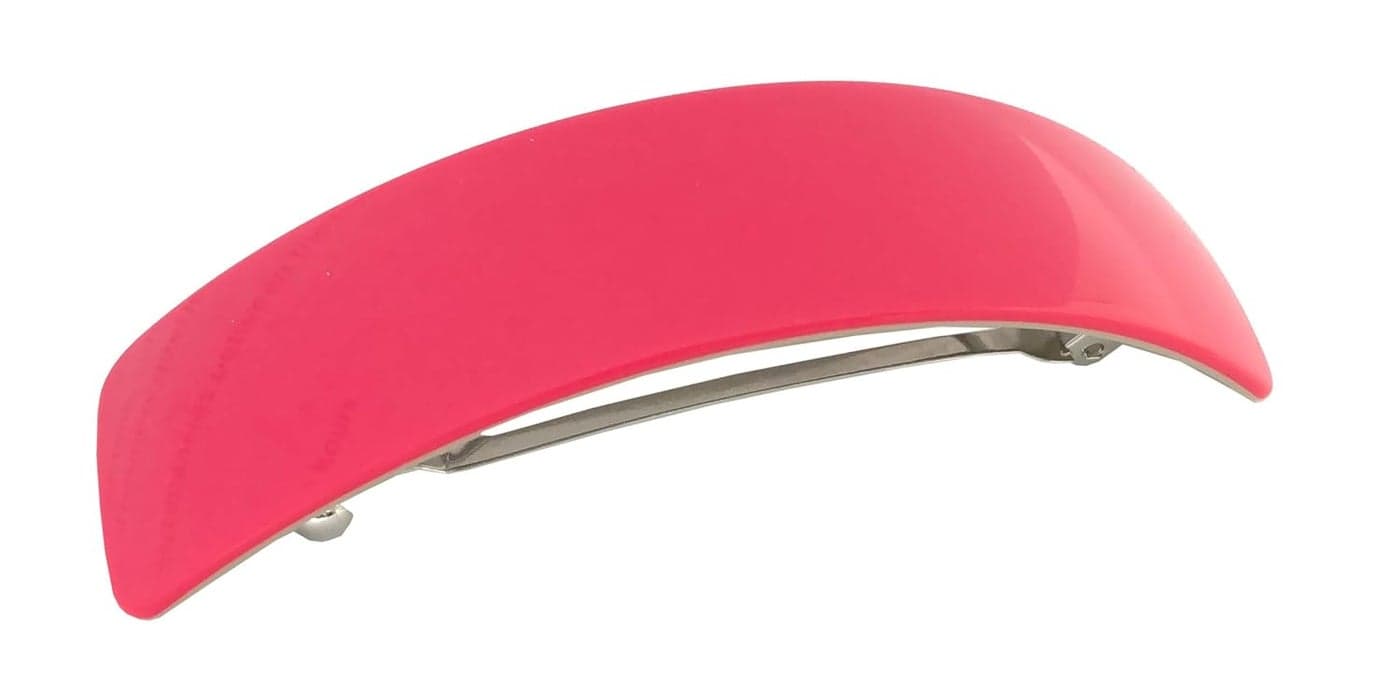 French Amie Curved Pink Large 3 Handmade Celluloid Automatic Volume Hair Clip Barrette Pink