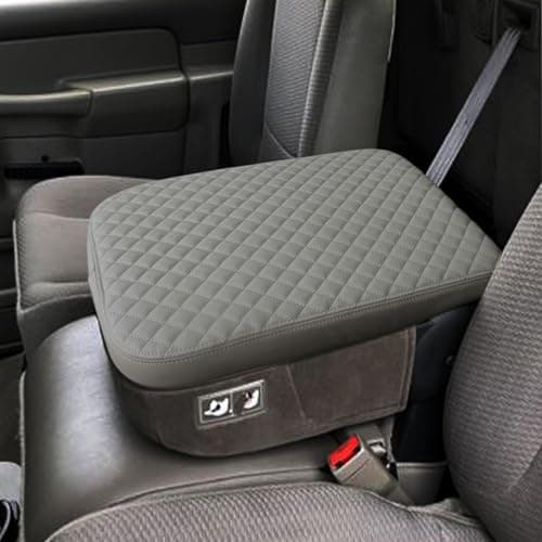 Zxiaochun Center Console Cover Compatible with 2002 2003 2004 20052012 Dodge Ram 1500 2500 3500 Jump Seat Console Armrest Lid Leather Protective Covering Gray