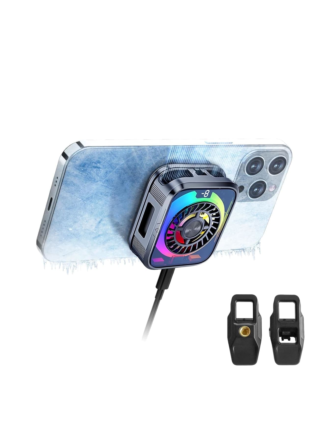 Magnetic Phone Cooler with Clip, Mobile Phone Cooling Fan, Smartphone Cooler with Real-Time Temperature Display, Compatible with iPhone, Android, Ideal for Gaming, Overheating Protection