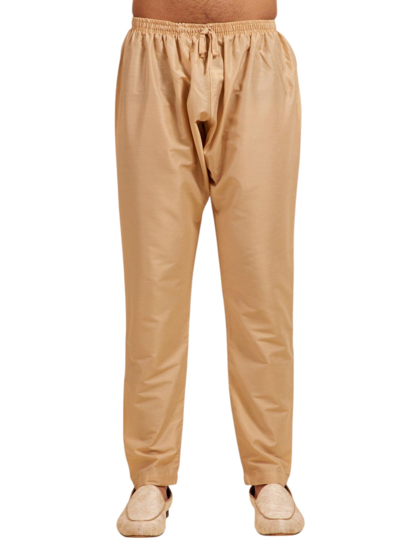 DIWAS BY MANYAVAR Men's Art Silk Solid Pyjama (Beige,M)