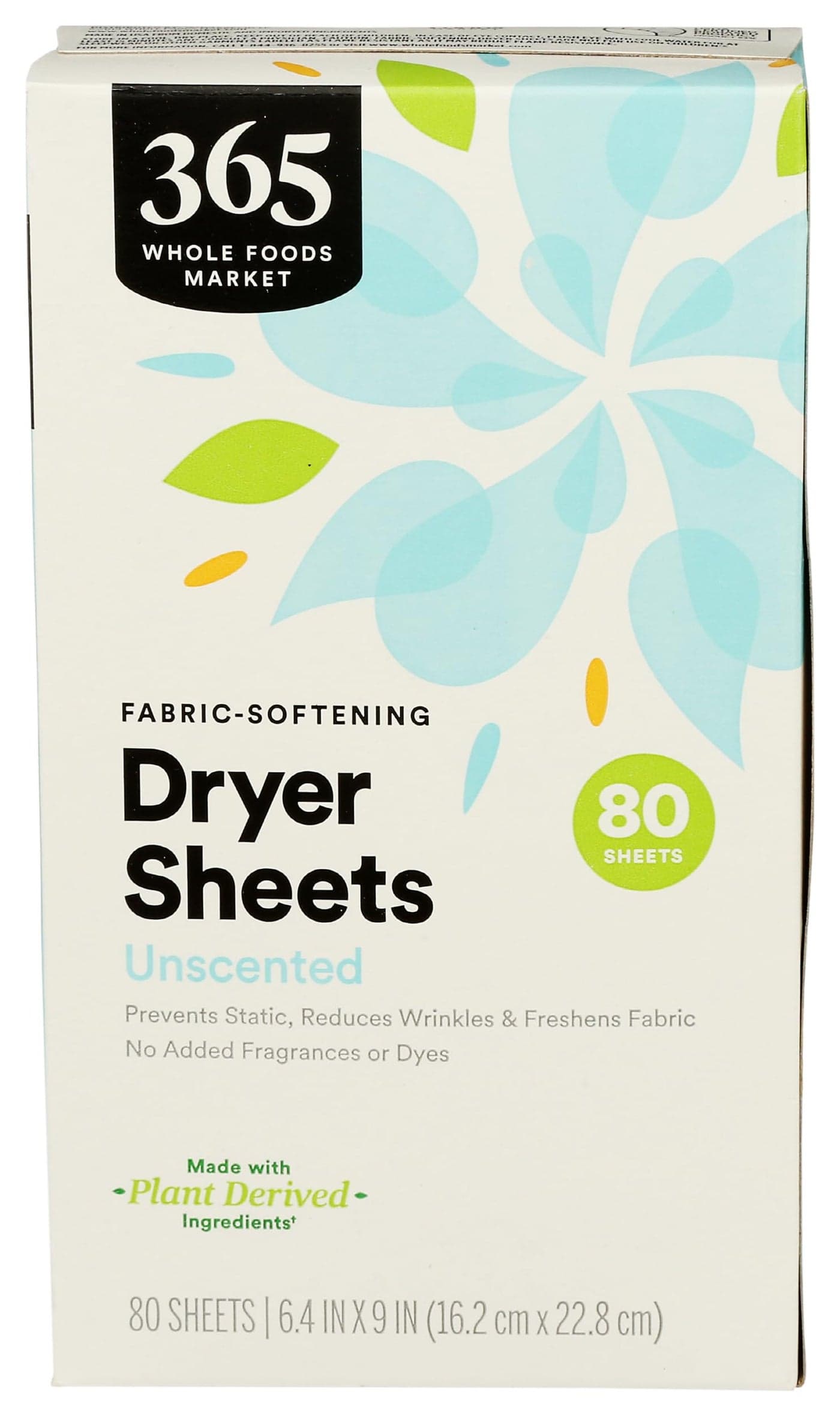 365 by Whole Foods Market FabricSoftening Dryer Sheets Unscented 80 Count
