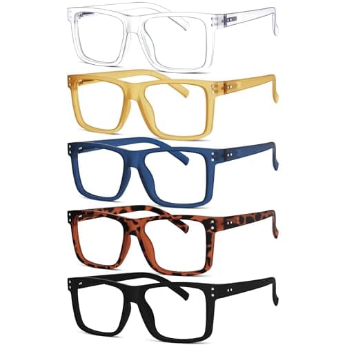 Eyekepper 5-pack Oversized Reading Glasses Square Large Frame Readers for Men and Women +2.00