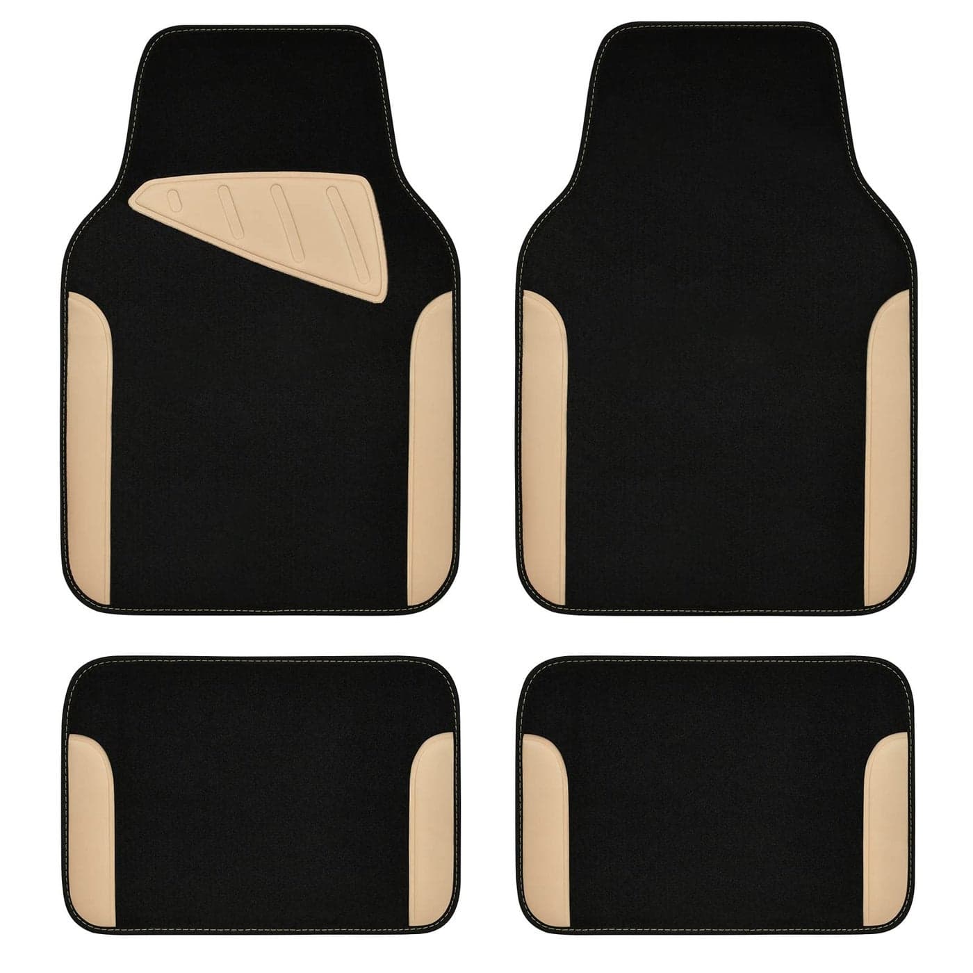 CAR PASS Waterproof Universal Fit Car Floor Mats Car Mats Fit for SUVVanssedans TrucksSet of 4pcs Car Carpet with Driver Heel Pad Beige