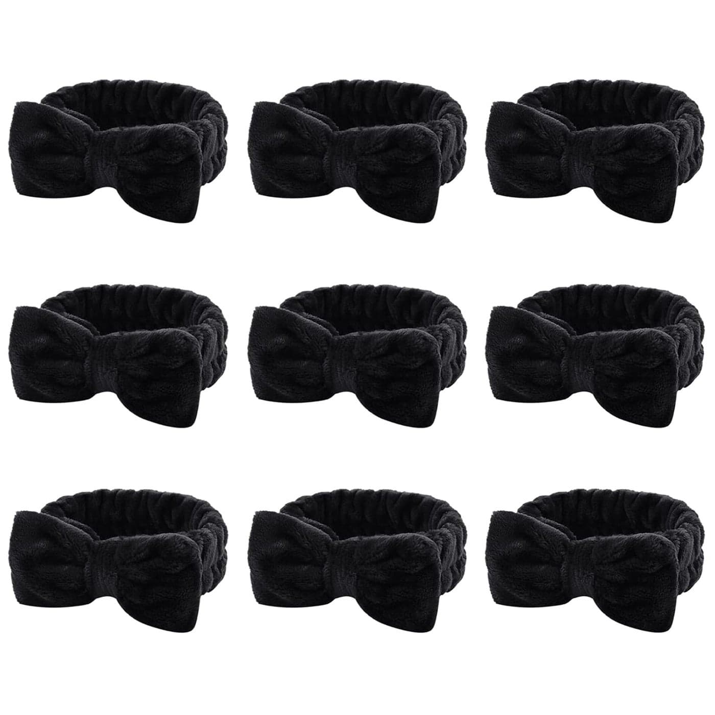 WHAVEL 9 Pack Black Microfiber Hairband for Washing Face Makeup Headband Skincare Headbands Bow Headbands Facial Headband Soft Fluffy Headband for Women A Black