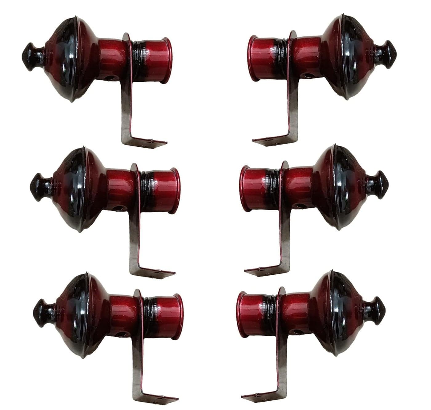 Metal Curtain Bracket Holder for 1 Inch Rod Pocket Finials Designer Door and Window Rod Support Fittings Curtain Rod Holder Cherry Black 3 Pair
