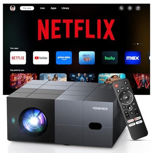 4K Projector with Built-in Apps, 1500 ANSI/Compatible with Netflix/Dolby Audio Smart Projector with WiFi 6 and Bluetooth 5.3,Outdoor Movie Proyector for Home Theater Gift for Her/Him