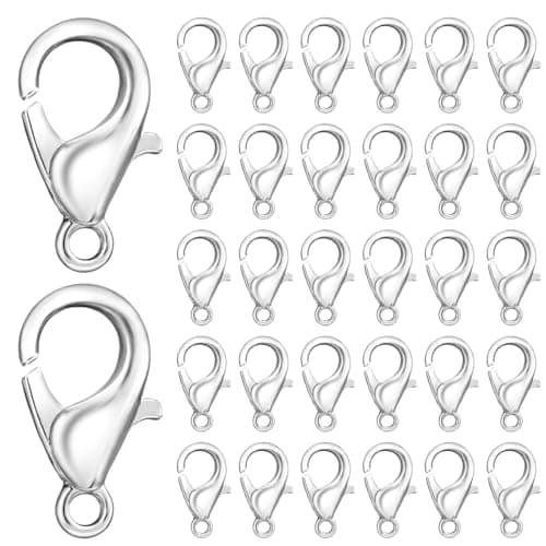 Yueton Curved Lobster Clasps-100pcs 7x12mm Silver Plated Lobster Claw Clasps DIY Jewelry Fastener Hook,Necklace DIY Fasteners (Silver)
