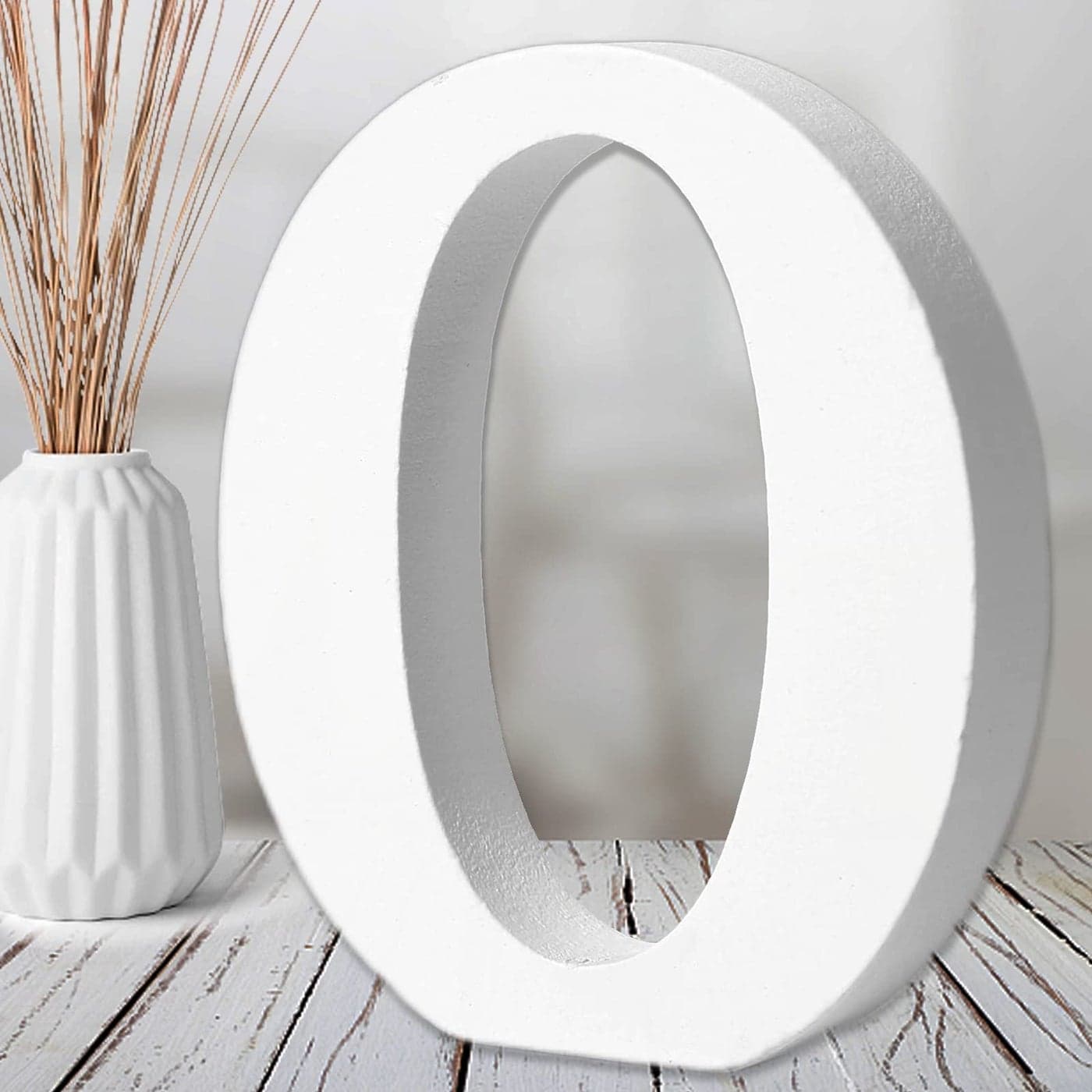AOCEAN 6 Inch White Wood Letters Unfinished Wood Letters for Wall Christmas Decor Standing Letters Slices Sign Board Decoration for Xmas Home Party Projects O