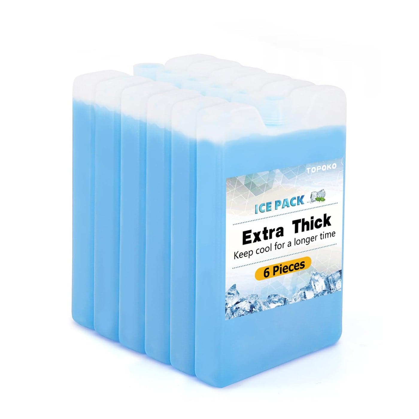 TOPOKO Ice Packs for Lunch Bags Cooler Freezer Packs for Lunch Box Cooler Bag Slim Reusable LongLasting BPAFree Quick Freeze Perfect for Picnic Camping Beach Outdoor Sports