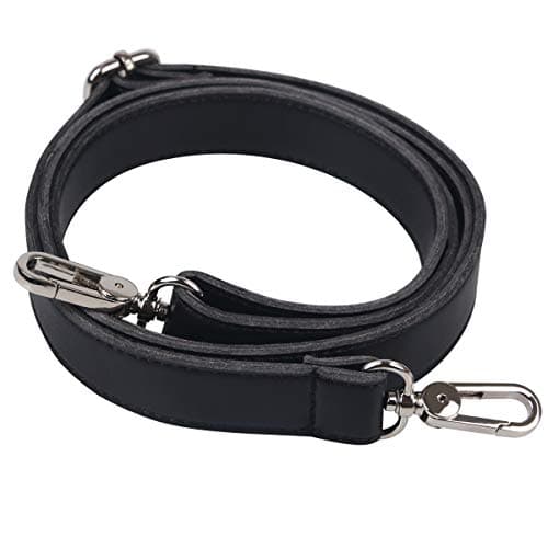 BOMKEE Purse Straps Bag Shoulder Leather Strap Replacement 61 Inch Synthetic Messenger Bag Strap with Metal Swivel Hooks for Bag Wallet DIY Purse (Black)