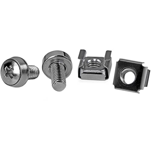 StarTech.com M6 Screws and Cage Nuts - 50 Pack - M6 Mounting Screws and Cage Nuts for Server Rack and Cabinet - Silver , TAA (CABSCREWM6)