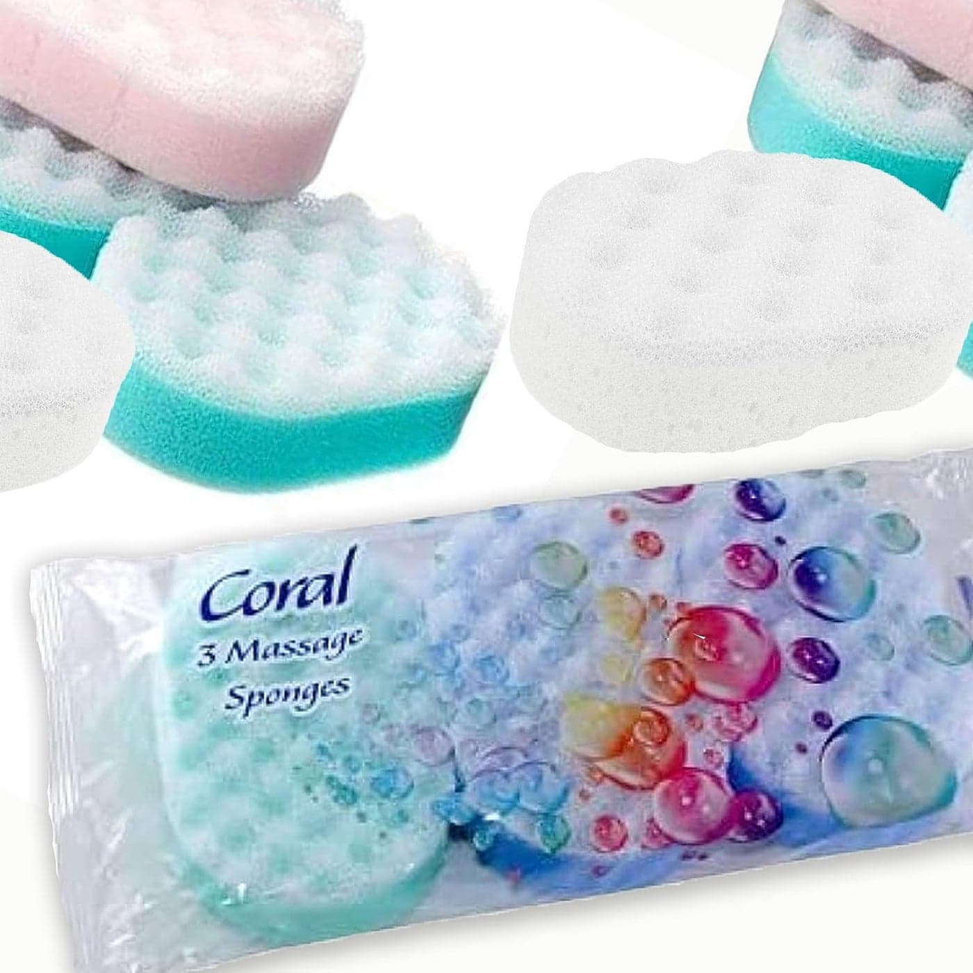 Coral Pack of 3 Massage Sponges colors may vary
