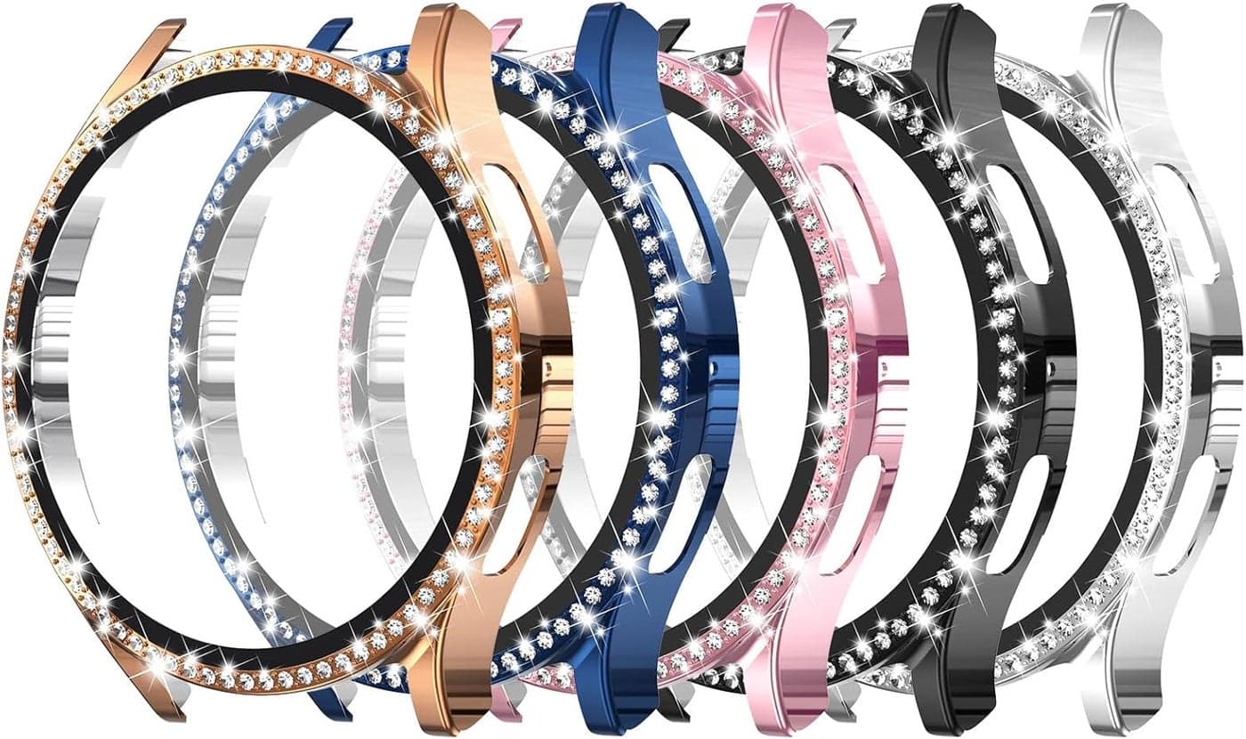Simpeak 5 Pack Bling Screen Protector Case Compatible with Samsung Galaxy Watch 6 40mm 2023 HD Full Protection Bumper Case Cover Compatible with Galaxy Watch 6 40mmBlackSilverBlueRose PinkGold