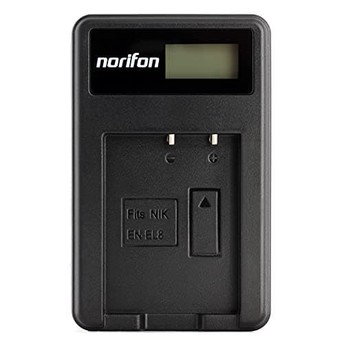 Norifon EN-EL8 LCD USB Charger for Nikon Coolpix S52c, P1, P2, S1, S2, S3, S5, S50, S50c, S51, S51c, S52, S6, S7, S7c, S8, S9 Camera and More