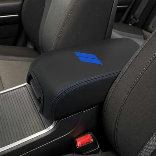 REMOCH Center Console Cover for Dodge Charger Accessories 2011-2021 2022 2023 for Chrysler 300 2015-2022 Leather Armrest Cover Console Box Lid Protector Interior (Blue Stitches, Leather)