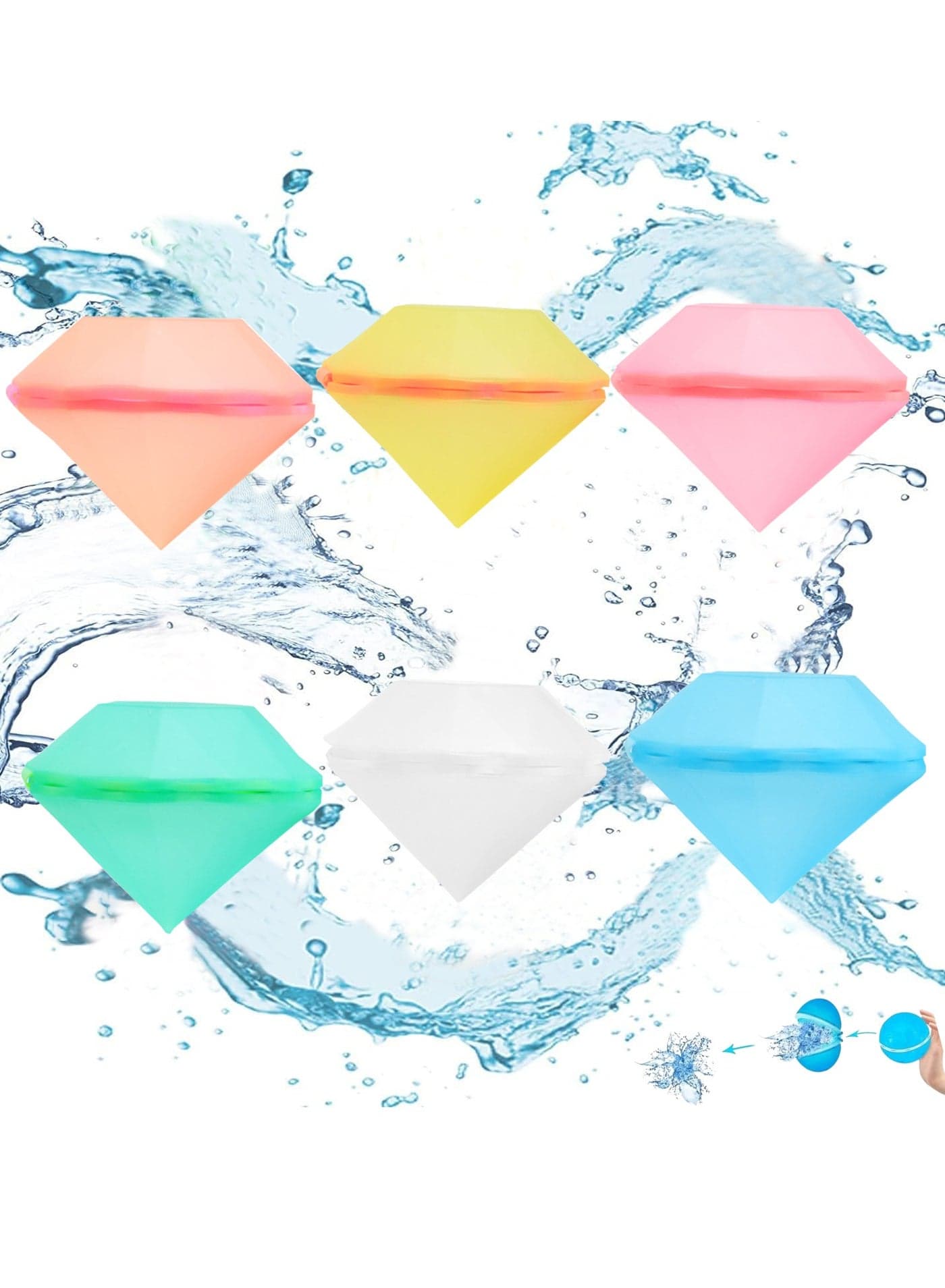 Water Balloons Reusable 6 PCS Soft Silicone Water Splash Ball for Kids School Self-Sealing Refillable Water Ballfor Kids Adults Fun Water Fight Game Summer Swimming Pool Party Supplies(A)