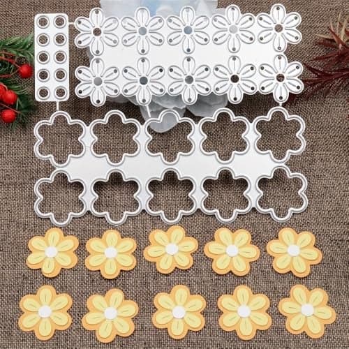 Lapoo Flowers Cutting Die for Scrapbooking Durable Cut Stencils for DIY Scrapbook Photo Album Decorative Paper Card Metal Card Making Supplies 3D Stereoscopic Small Flowers 48 x 39 in
