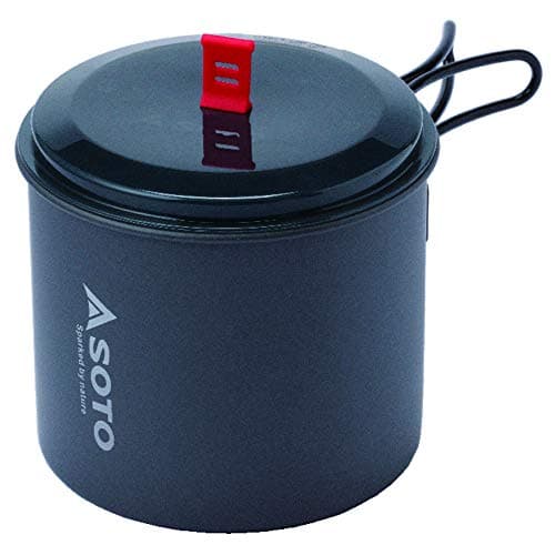SOTO New River Backpacking Pot - Lightweight, High Capacity Camp Pot with Slip-Resistant Base, Versatile Lid & Convenient Swing Handle for Hiking & Camping Cooking Pot, 1000 ml, Aluminum