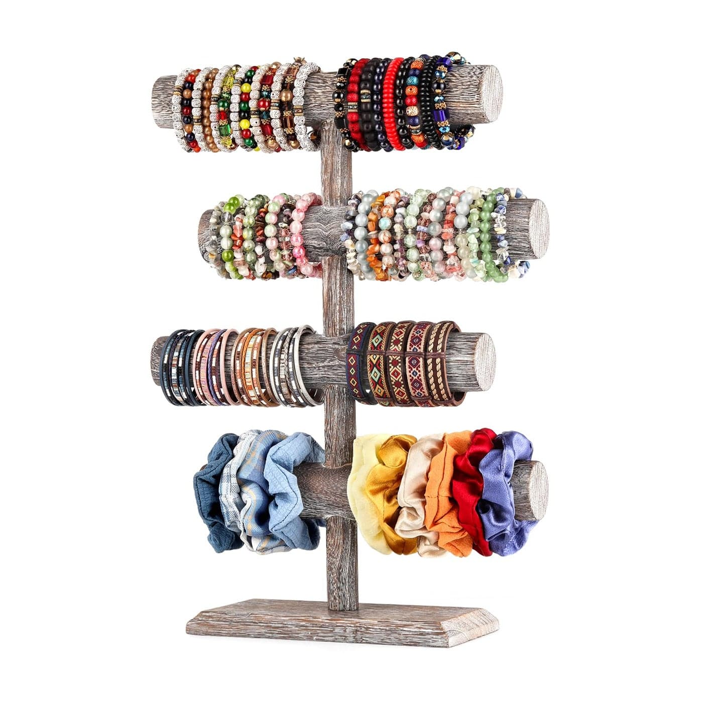 4 Tier Wooden Display Jewelry Accessory Stand Jewelry Bracelet Holder Bangle Watch Necklace Storage Jewelry Holder Stand Display Organizer Antique White4 layers