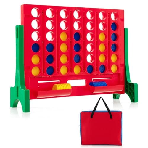 Costzon Giant 4inARow Connect Game 2in1 Jumbo 4toScore Game Set with Carrying Bag Fun Family Party Game Indoor Outdoor Yard Game for Kids Adults FreestandingWall Mount Green