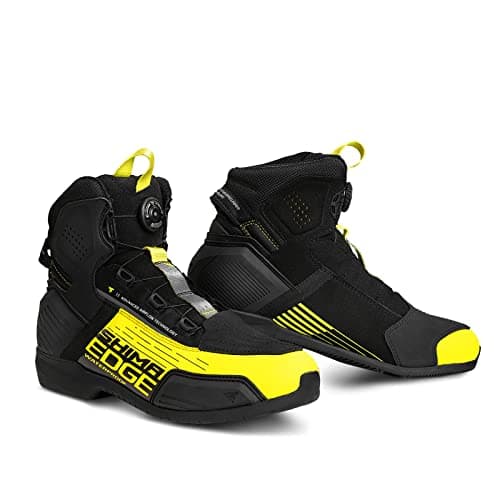 SHIMA EDGE WP Waterproof Motorcycle Shoes for Men Breathable Reinforced Street Riding Shoes with ATOP Closure System Ankle Support AntiSlip Sole Gear Pad Fluo 10