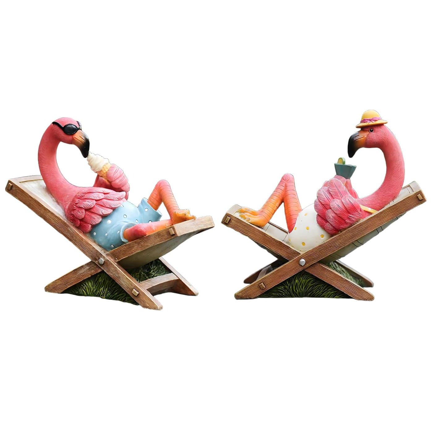 MUAMAX 2Pcs Pink Flamingo Figurines Resin Flamingo Bird SculptureSmall Flamingo Ornaments for Coastal Home Wedding Decor Housewarming Flamingo Gifts for WomanDesk Tropical Holiday Decoration