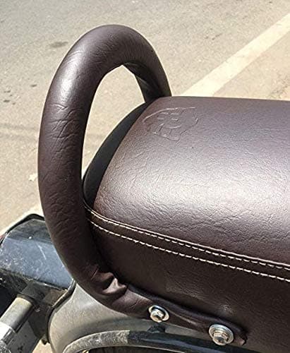 Aow Attractive Offer World Backrest Support Pillion Brown Cushion Back Rest Full Black Bar for Royals Enfiield Models RE-32