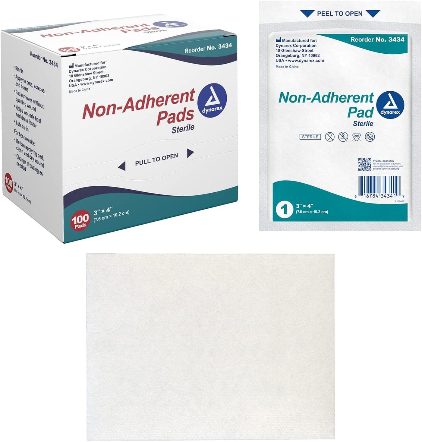 NonAdherent PadsSterile Individually Packaged NonStick Wound and Burn Care Soft Highly Absorbent 3 x 4 1 Box of 100 NonAdherent PadsSterile