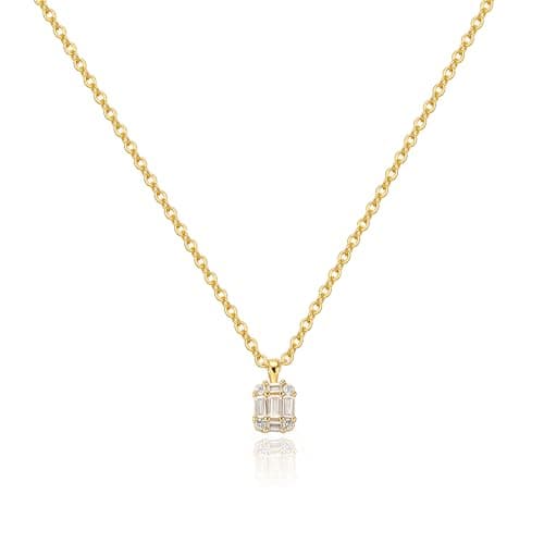 Tewiky Necklace for Women, 14K Gold Plated Dainty Necklace Small Cute Necklaces Aesthetic Pendant Necklace Jewelry for Women
