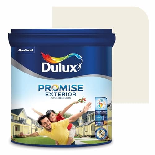 Dulux Promise Exterior Emulsion Paint (1L, Floral White)Ideal for exterior wall paint, smooth finish, anti-peel & anti-crack, perfect for dry to moderate climates, 3-year warranty