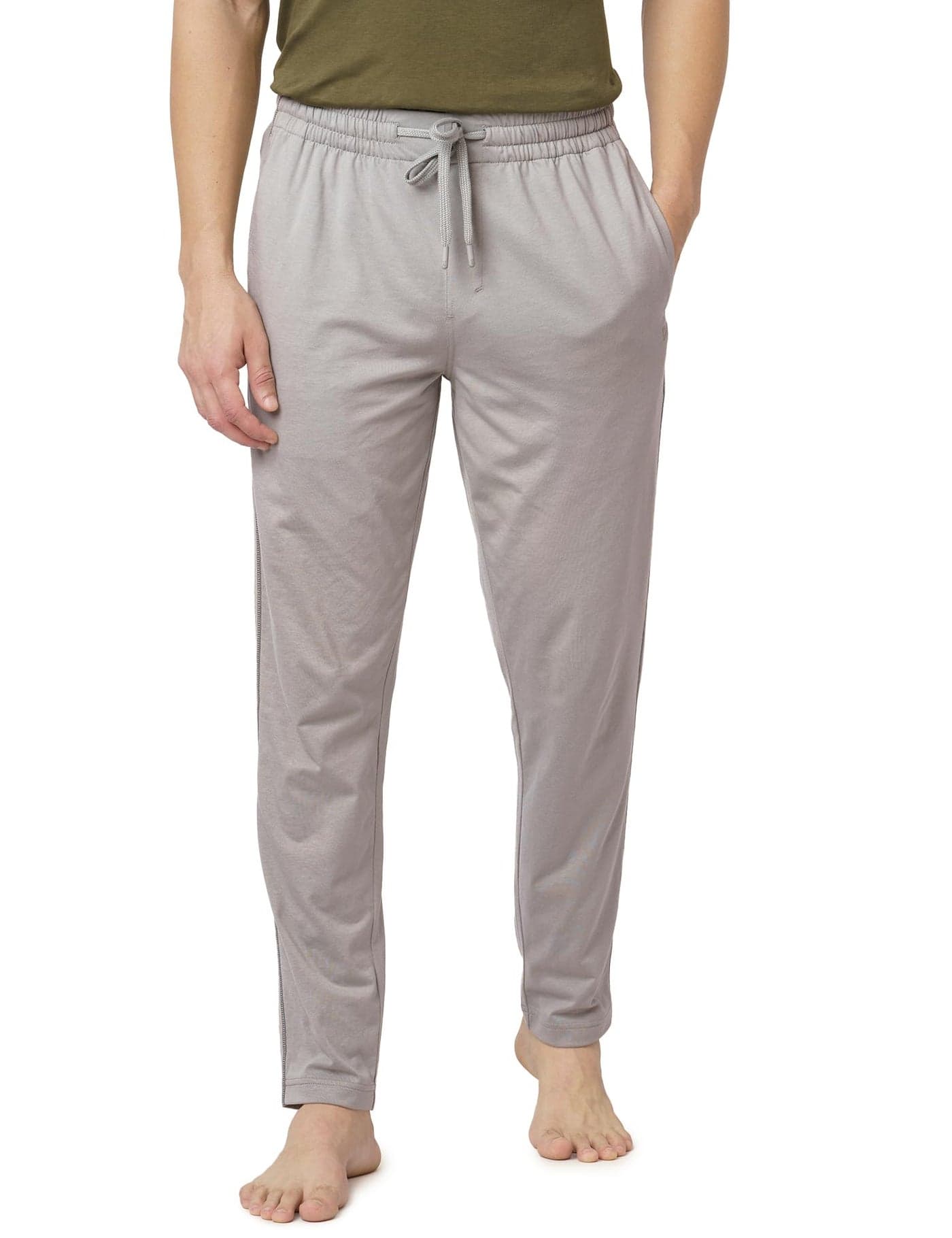 DAMENSCH Mens Regular Fit Statement Jersey Track Pants| Soft Prima Jersey Track Pant for Men-Pack of 1-Stone Grey-M