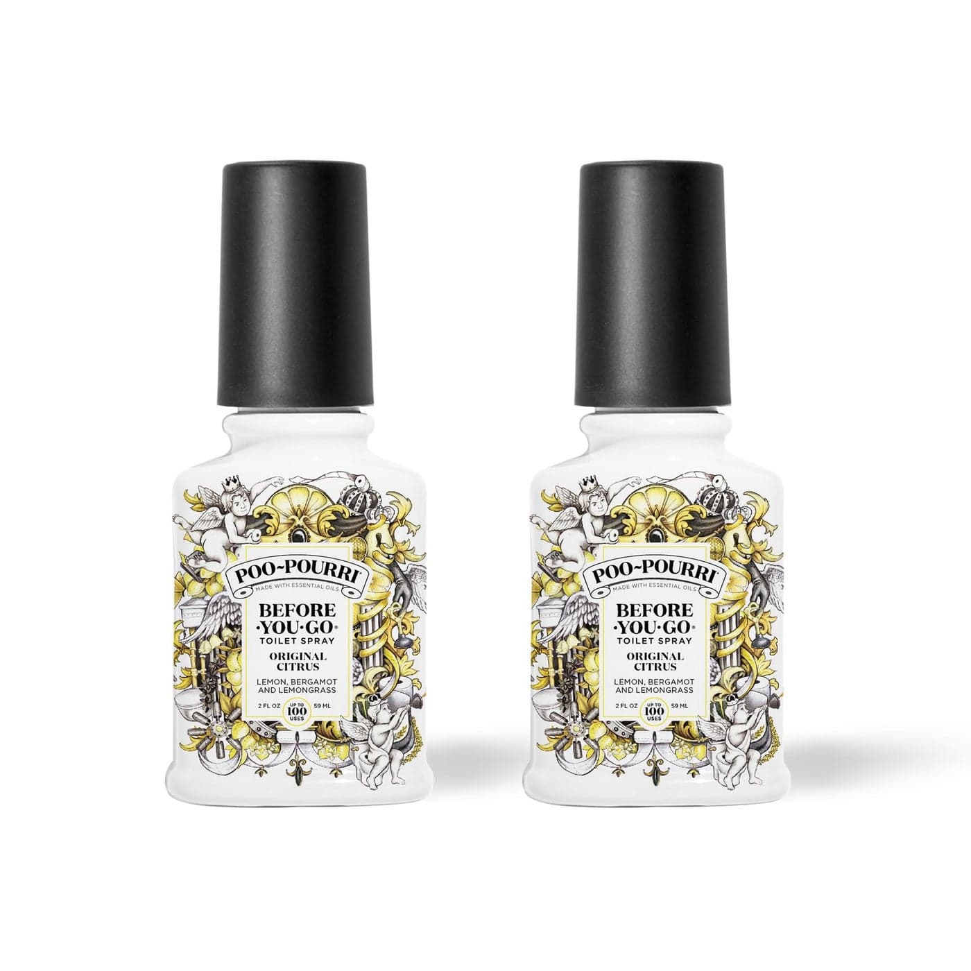 Poo-Pourri Before-You-Go Toilet Spray, Original Citrus, 2 Fl Oz - Lemon, Bergamot and Lemongrass (Pack of 2)
