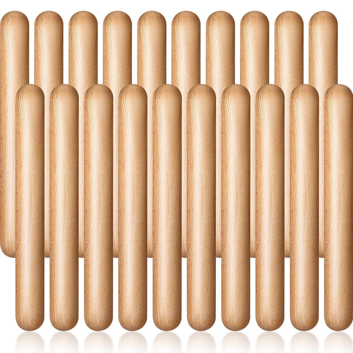 Boao 20 Pcs 8 Inch Music Rhythm Sticks for Kids Bulk, Music Lummi Sticks with Carry Bag, Classical Wood Claves Musical Percussion Instrument Drumsticks Classroom School Perform Show Set