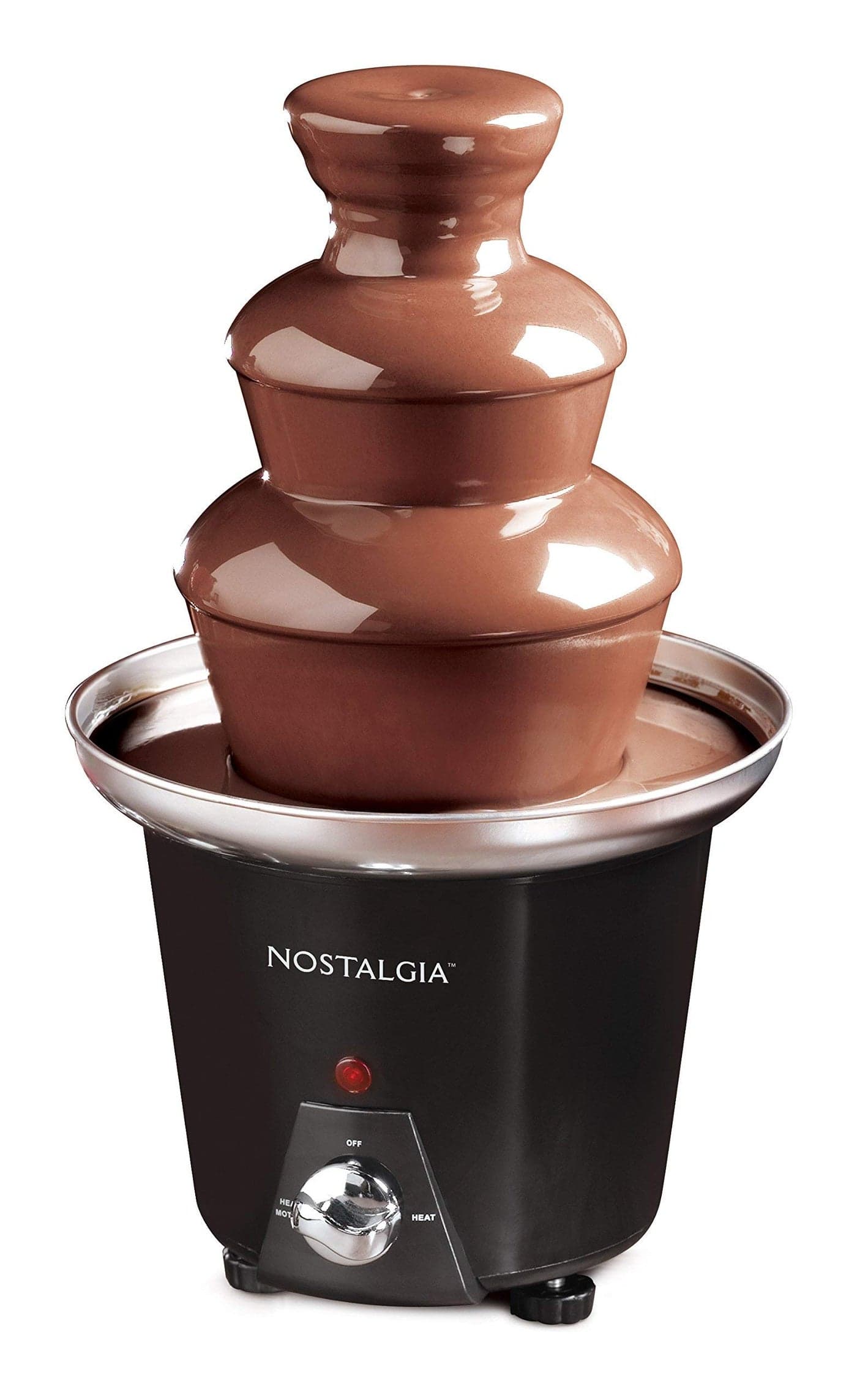 Nostalgia 3 Tier Electric Chocolate Fondue Fountain Machine for Parties Melts Cheese Queso Candy and Liqueur Dip Strawberries Apple Wedges Vegetables and More 24Ounce Black Small