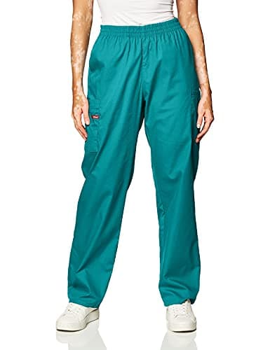 Dickies Women's EDS Signature Scrubs Missy Fit Pull-On Cargo Pant, Teal Blue, Large