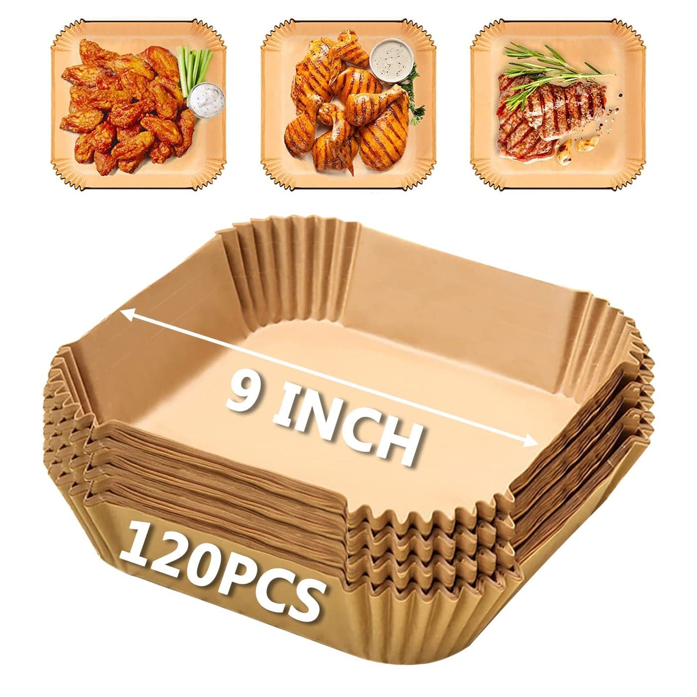 Air Fryer Parchment Paper Liners for COSORI 6Qt and Ninja 5QT AF141 9 Inch 120Pcs Air Fryer Disposable Paper Liners for 58QT Basket NonStick Air Fryer Paper Pads Oil Resistant