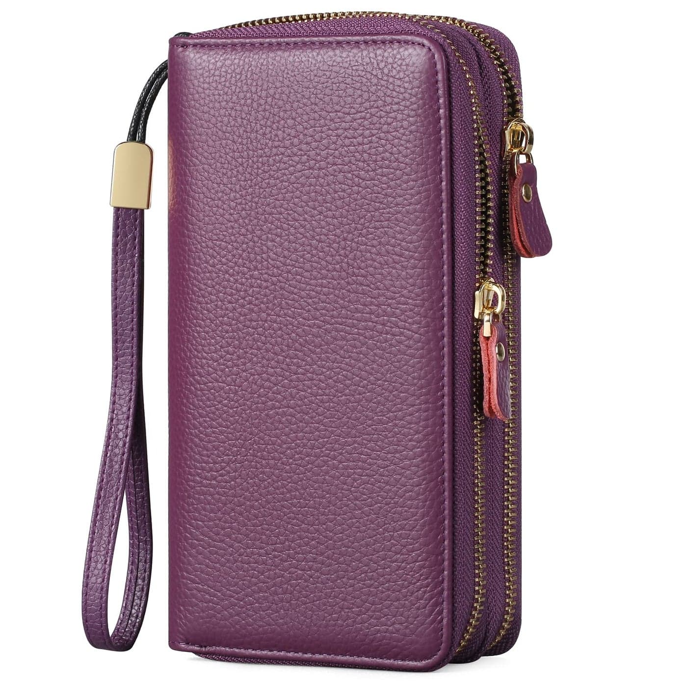 SENDEFN Leather Women Wallet RFID Blocking Zipper Around Phone Holder Clutch Wristlet Large Capacity